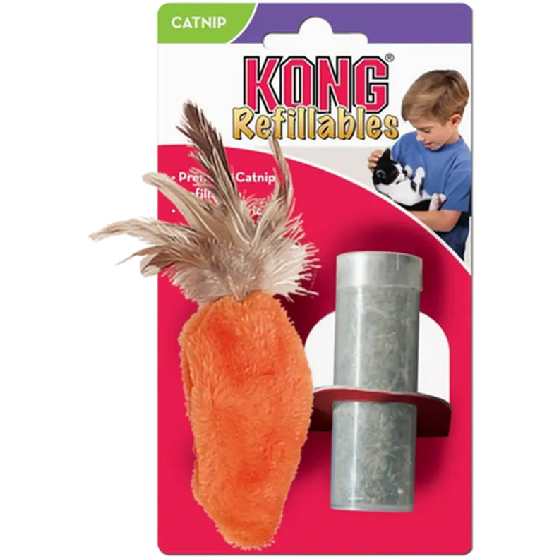 Refillable Catnip Feather Top Carrot Toy