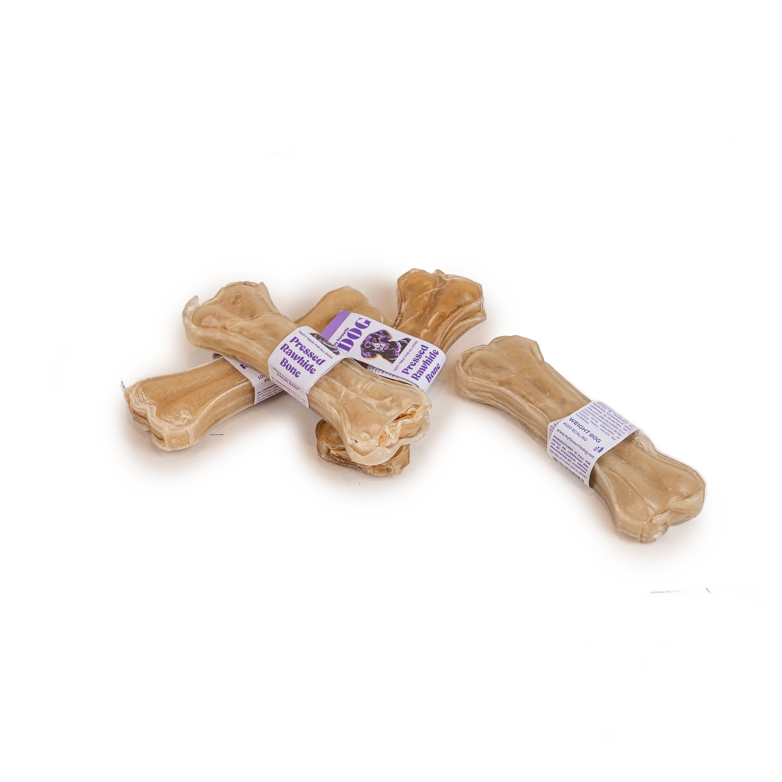 Pressed Rawhide chew Bone - Natural 12,5 cm