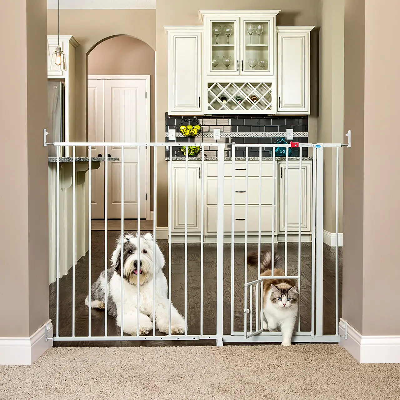 Pet Gate Maxi Extra Tall Walk-Through With Small Pet Door