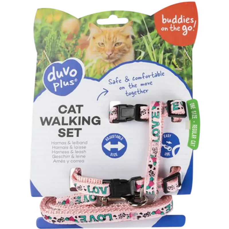 Cat Walking Set Love - Comfortable harness and lead