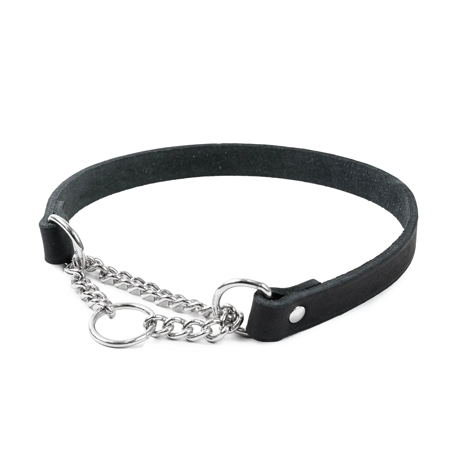 Läderhalsband Hera halvstryp Svart