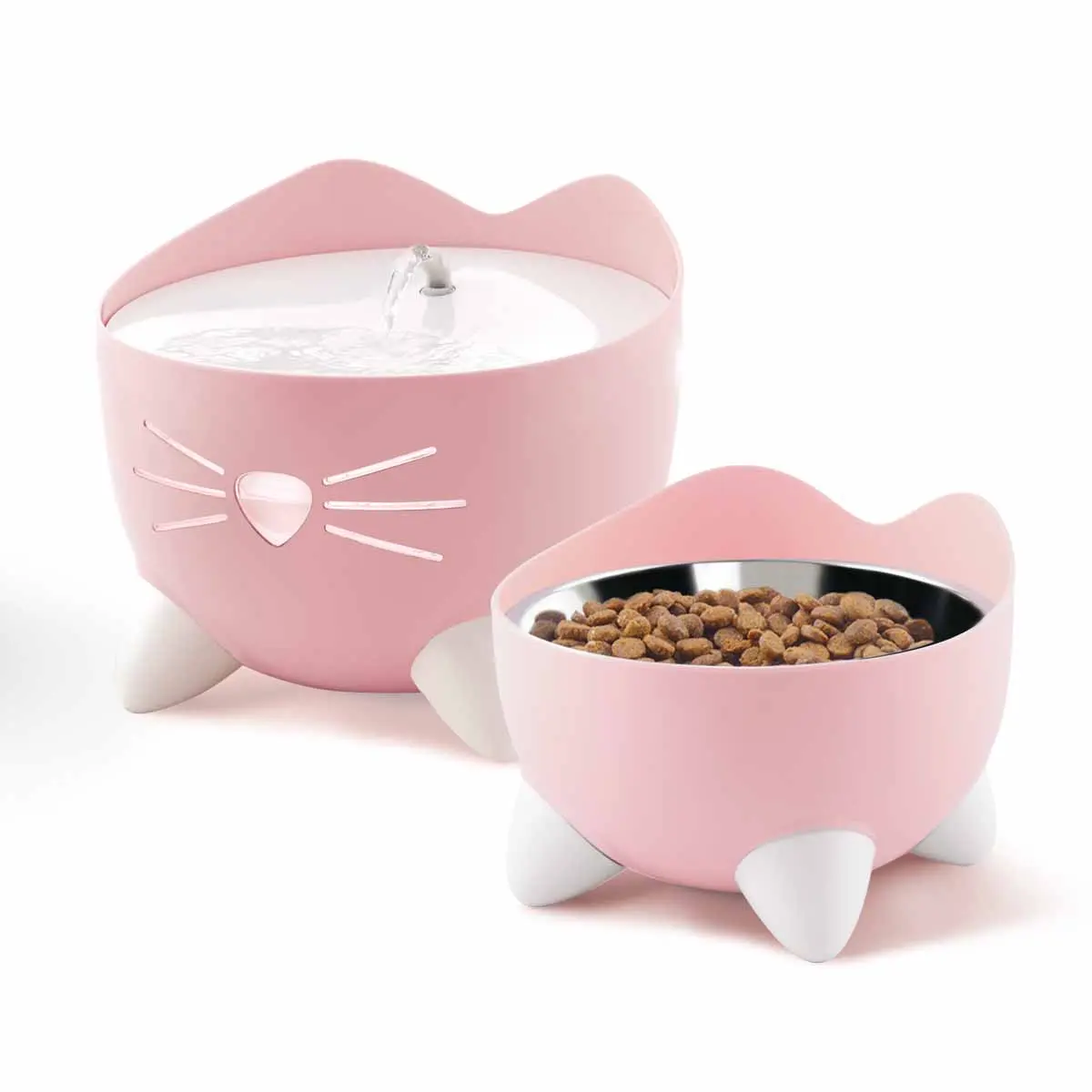 Vattenfontän med matskål Pixi Rosa