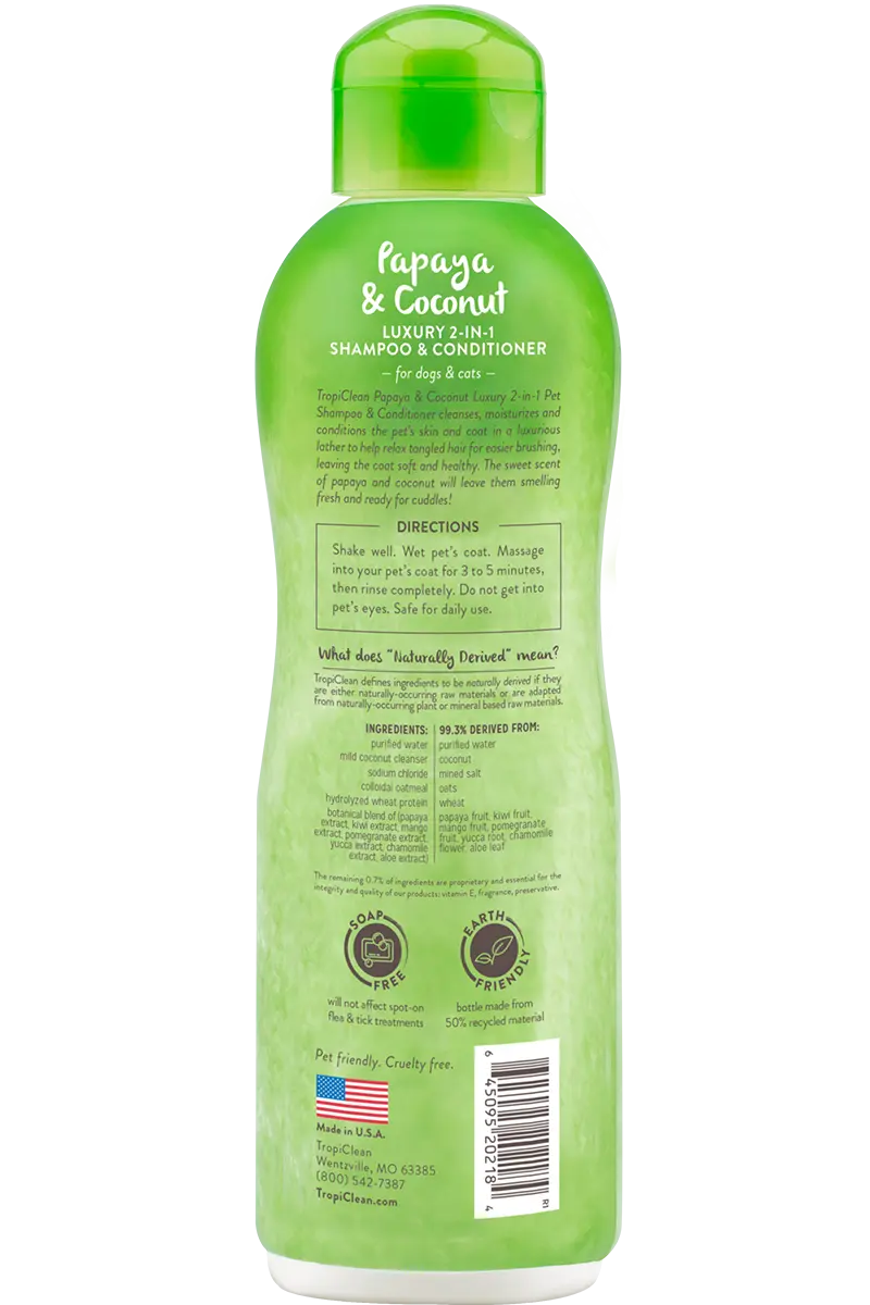 Papaya & Coconut Luxury 2-in-1 Shampoo and Conditioner for Pets