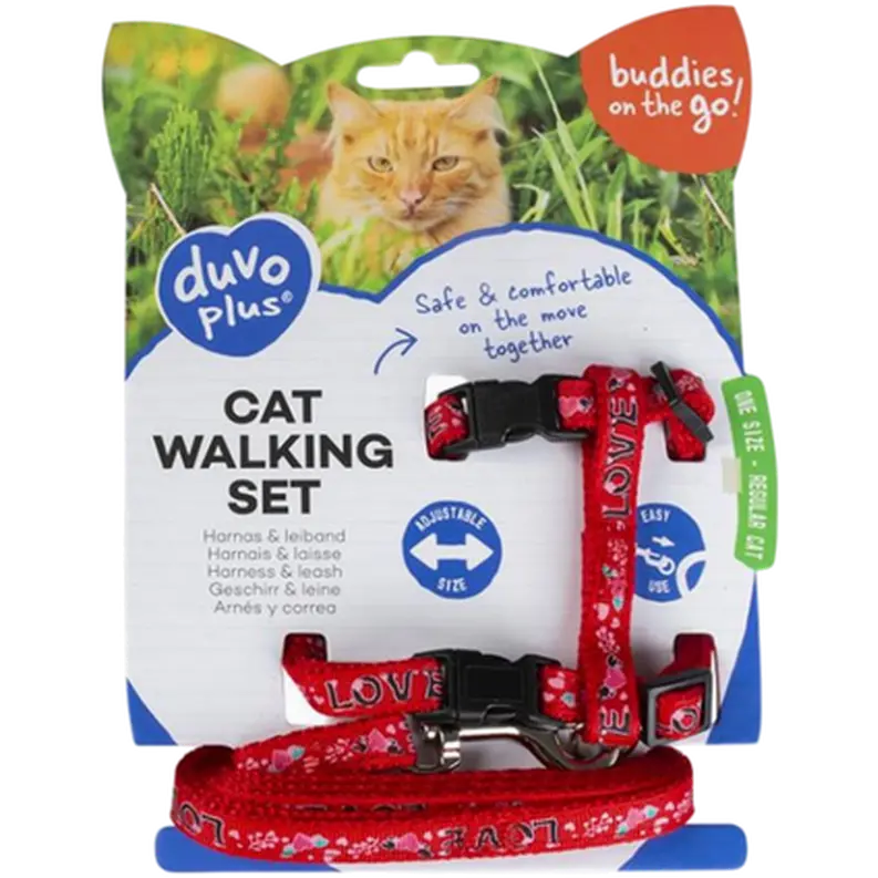 Cat Walking Set Love - Comfortable harness and lead