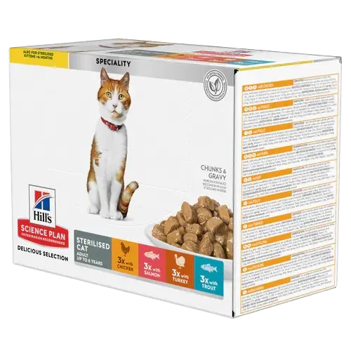 Sterilised Cat Adult Chicken Salmon Turkey Trout Pouch - Wet Cat Food