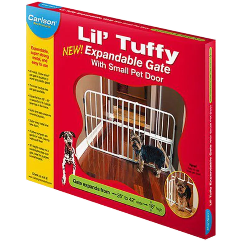 Pet Gate Lil' Tuffy Expandable With Small Pet Door