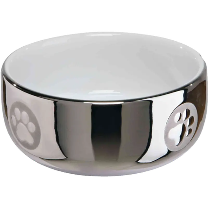 Ceramic Bowl Cat Silver