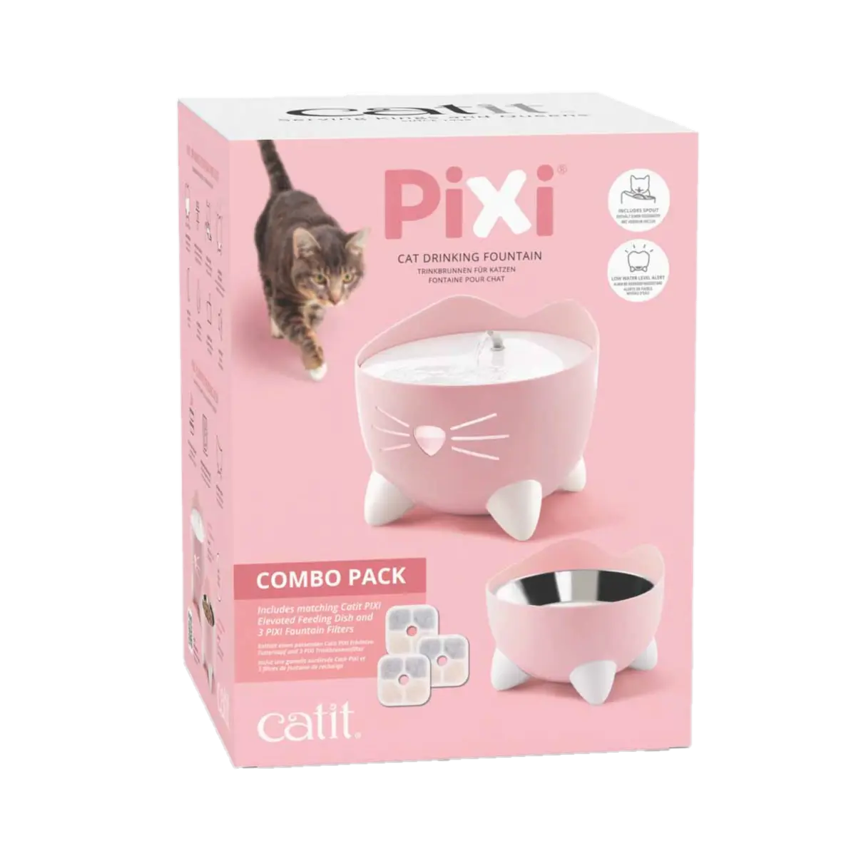 Vattenfontän med matskål Pixi Rosa
