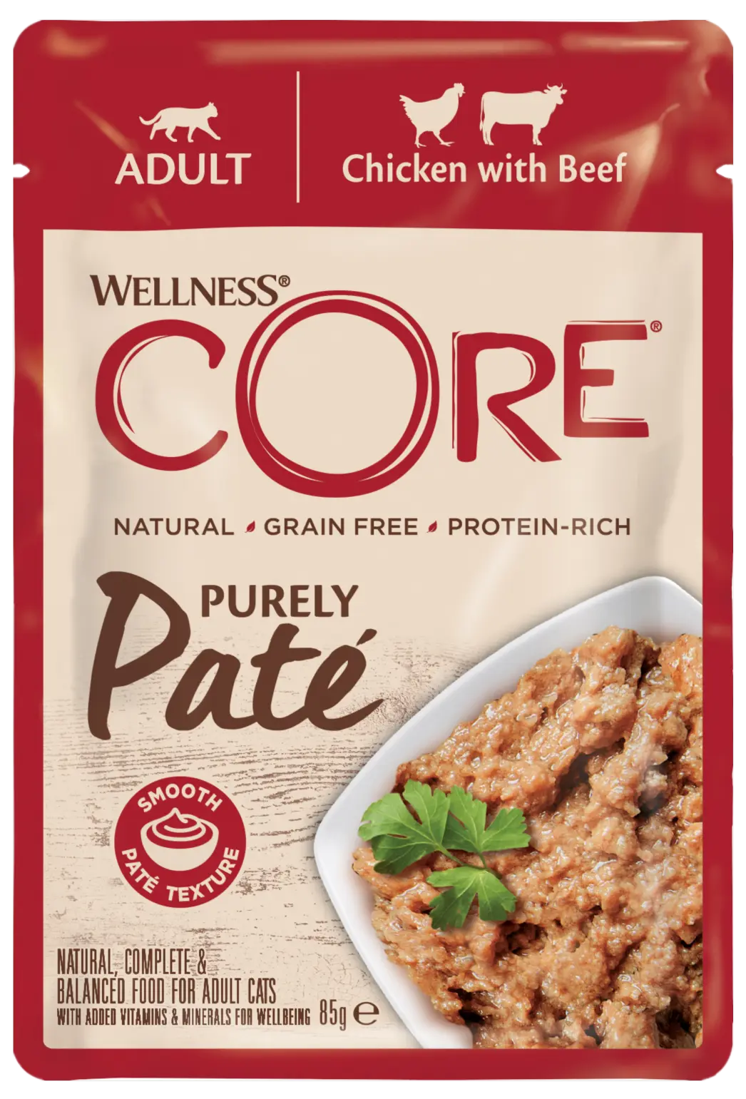 Cat purely pate, Chicken & Beef
