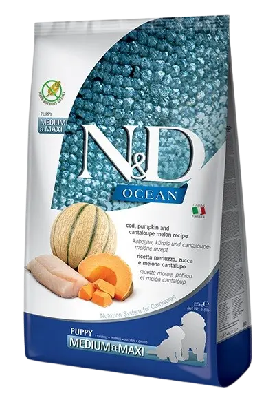N&D Dog Ocean Codfish Pumpkin & Cantaloupe Melon Puppy Medium & Maxi 2,5 kg