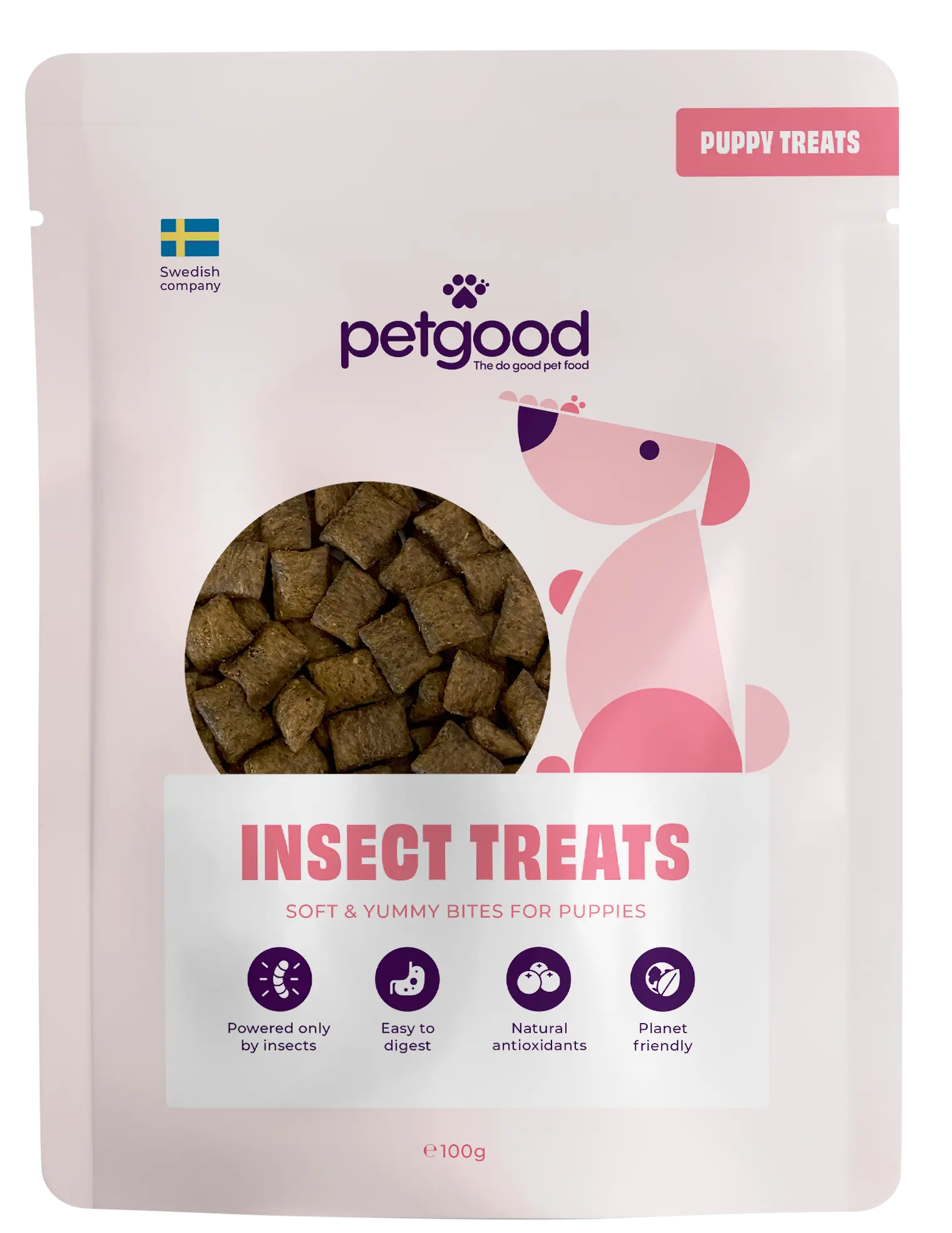Insektsbaserat hundgodis för valpar