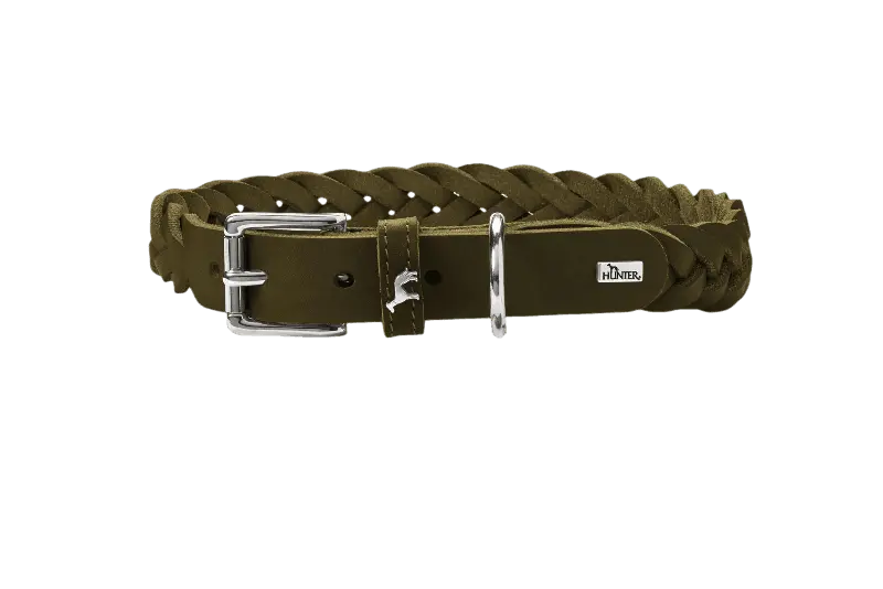 Hundhalsband Solid Education Special Cow Leather Olivgrön S 45cm