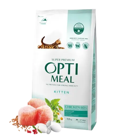 Complete dry pet food for kittens - chicken