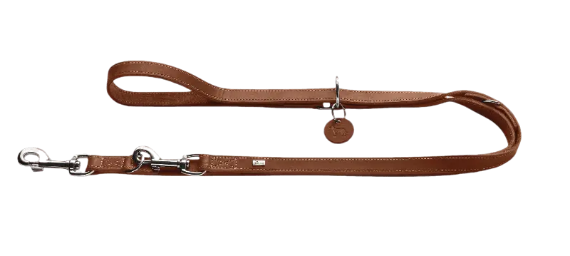 Hundkoppel Ställbart Aalborg Cow Leather Cognac 200cm/10mm