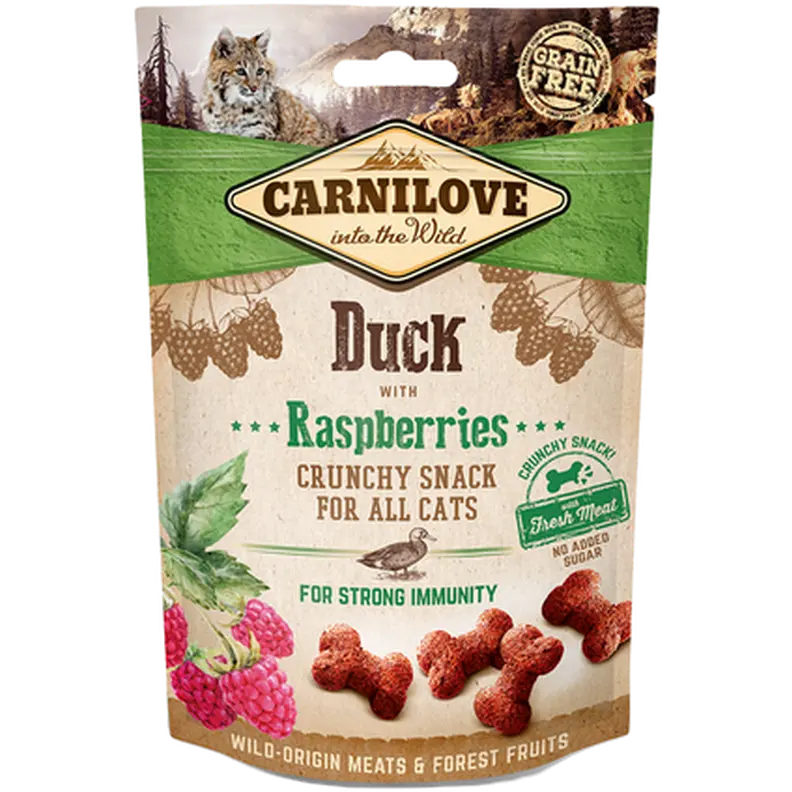 Cat Crunchy Snack Duck & Raspberries