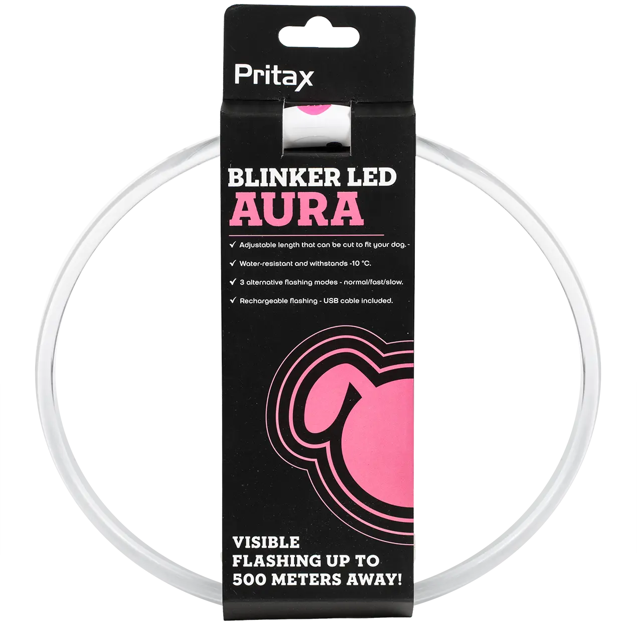 Blinkhalsband LED Aura, 8mm, 35-60cm, Rosa