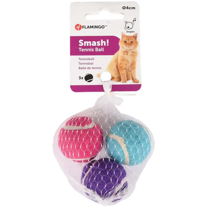 Cat Toys Tennis Ball + Bell Multi-Colour