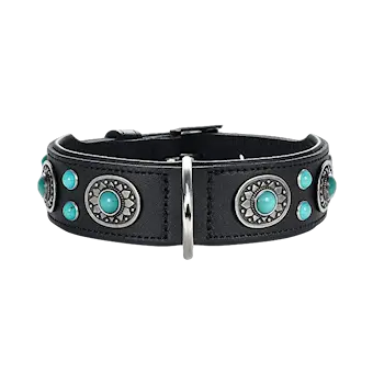Dog Collar Sioux Black/Turquoise S-M 50 - Neck 35-43cm