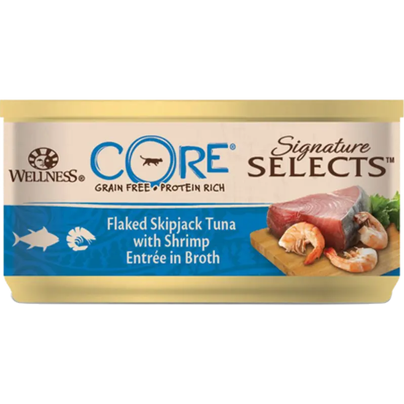 Cat Adult Signature Selects Flaked Tuna & Shrimp in Broth Wet