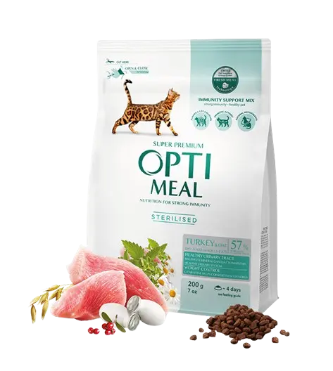Complete dry pet food for sterilised cats - turkey and oat
