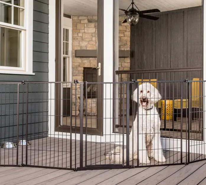 Pet Gate Outdoor Super Wide Extra Tall Pen With Small Pet Door Black 366 x 91,4 cm
