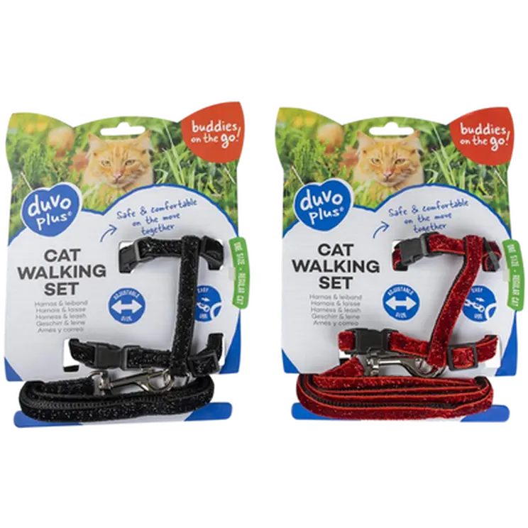 Cat Walking Set Glitter Black/Red