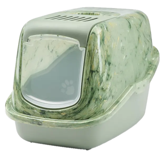 Kattlåda Nestor Marble med tak Grön