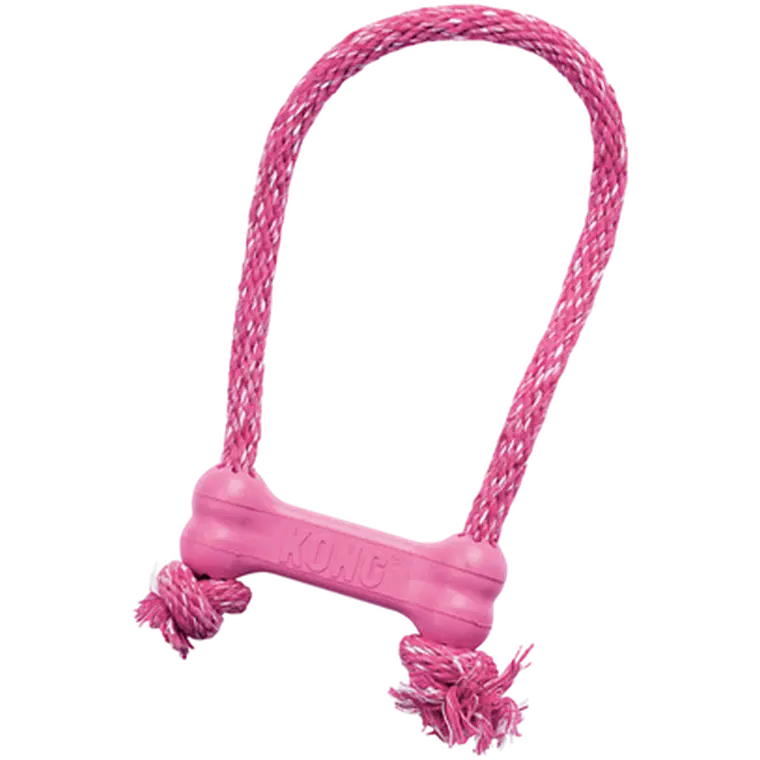Puppy Goodie Bone with Rope Rubber Dog Toy